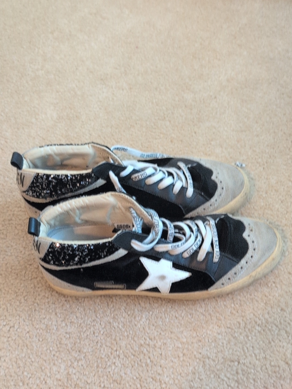 Golden Goose black velvet and suede Mid Star Sneakers Sz 9